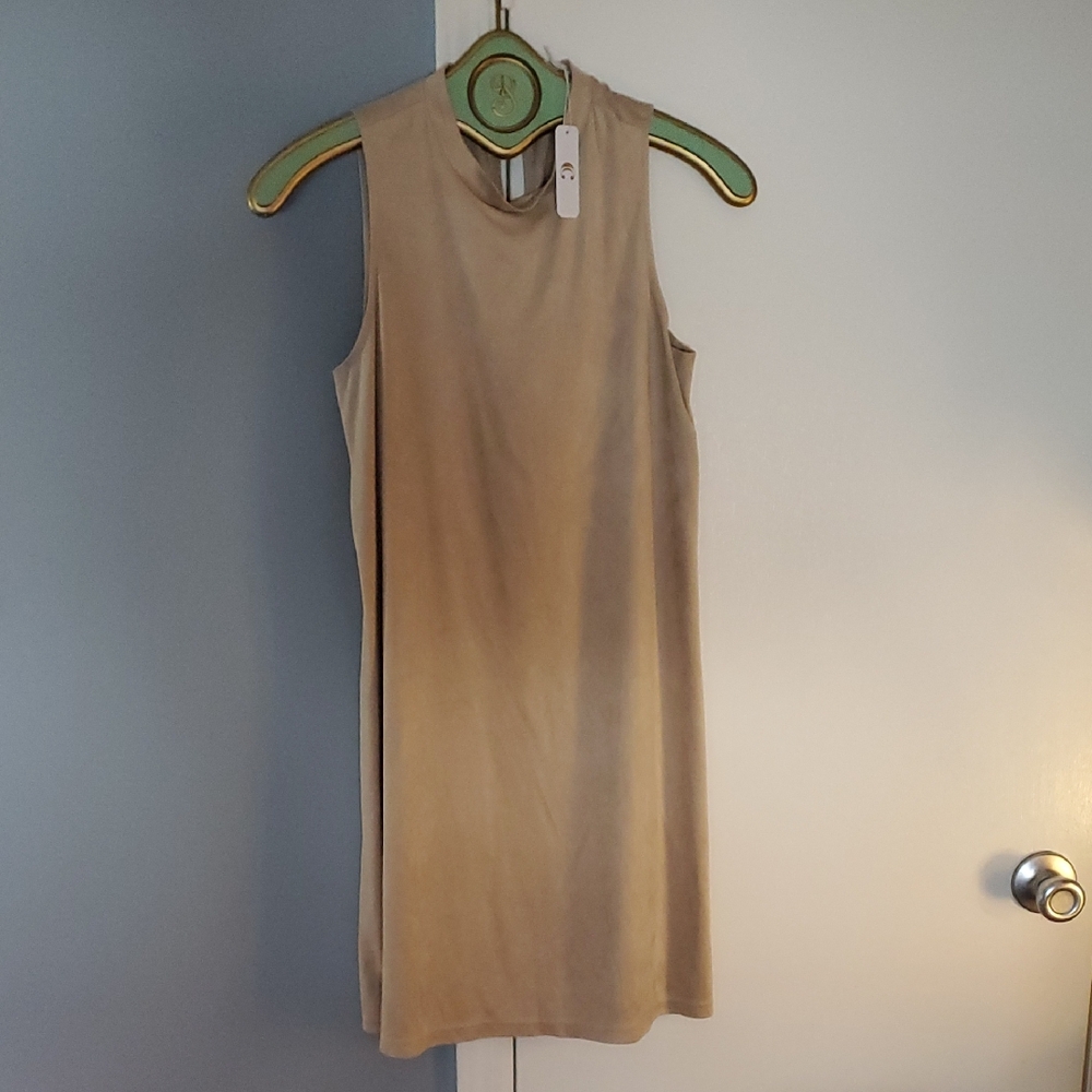 C Sleeveless Beige Mini Dress